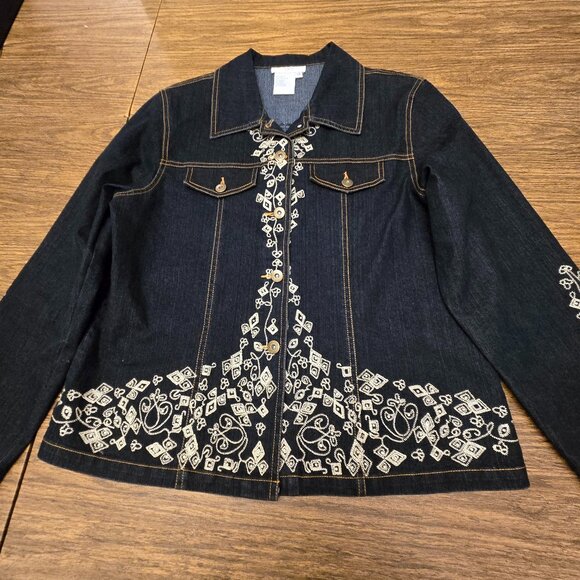 GREAT CAVALIER Women's Vintage Bedazzled Denim L/S Jacket - Size Medium - Picture 10 of 15